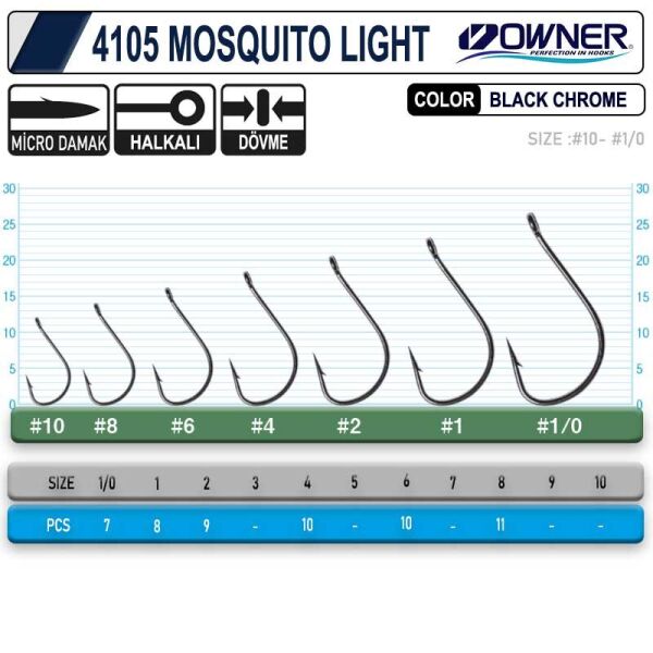 Owner 4105 Musquito Light Black Chrome İğne 1-0