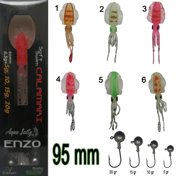 Enzo Soft Swim Calamari 95mm + Jig Head 01