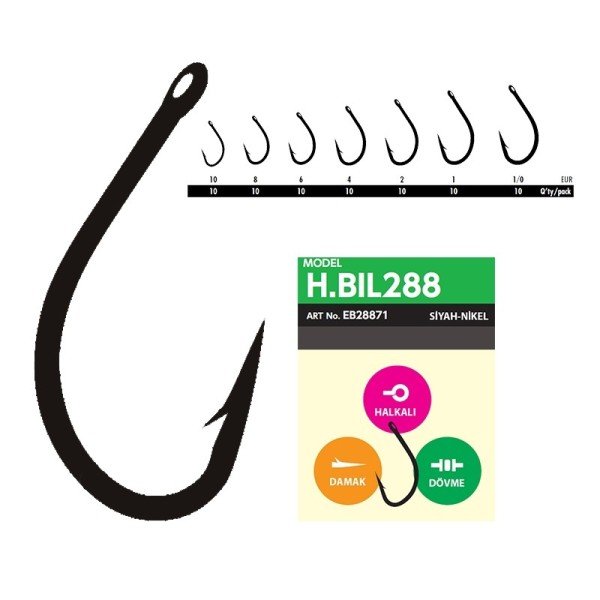 Hayabusa HBIL 288 Sazan İğnesi Dövme Teflon Black 10'lu Paket 1/0