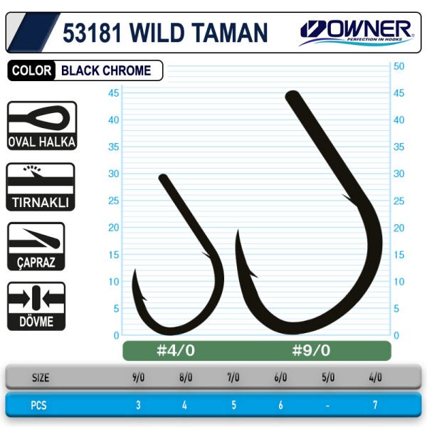 Owner 53181 Wild Taman Black Chrome İğne 7-0