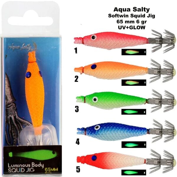Soft Win Squid Jig 65 mm 6 gr 5'li Kalamar Zokası Seti