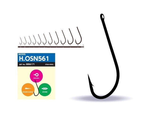 Hayabusa HOSN 561 Delikli Uzun Pala Olta İğnesi Black Nikel 1