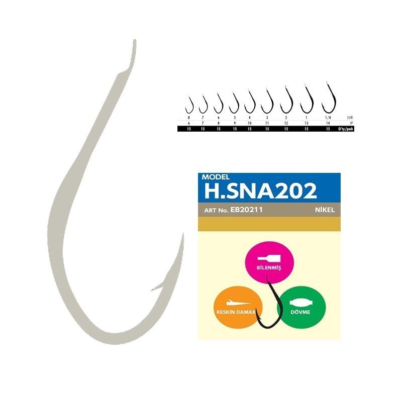 Hayabusa HSNA 202 Dövme Canlı Yem İğnesi 15'li Paket Nikel 1/0