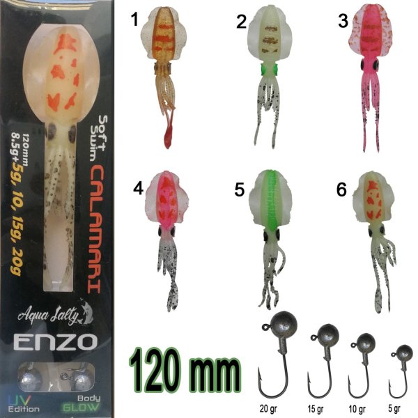Enzo Soft Swim Calamari 120mm + Jig Head 01