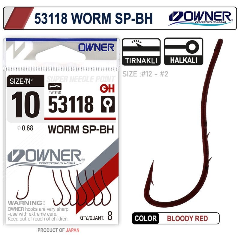 Owner 53118 Worm Sp-Bh Bloody Red İğne 8