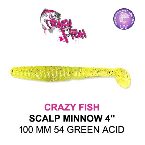 CRAZY FISH SCALP MINNOW / 100 MM / COLOR: 54 GREEN ACID