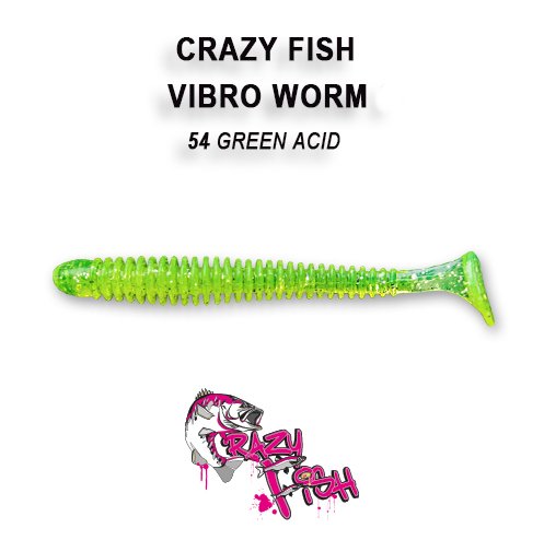 CRAZY FISH VIBRO WORM / 50 MM / COLOR: 54 GREEN ACID