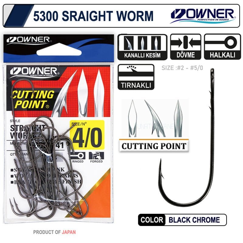 Owner 5300 Straight Shank Black Chrome İğne 2