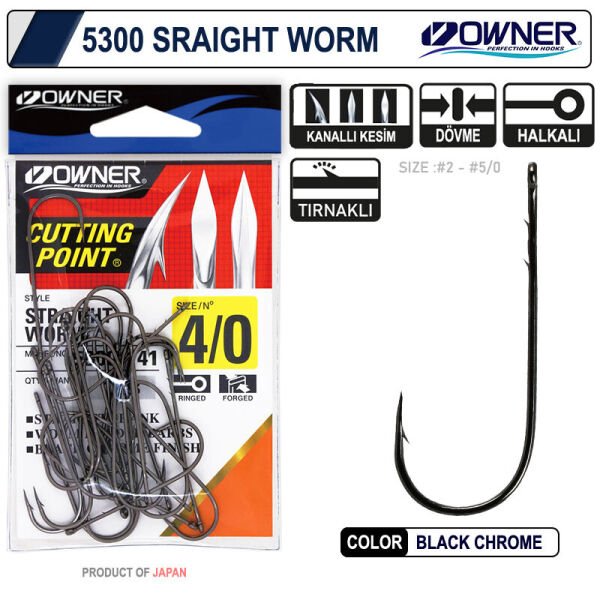 Owner 5300 Straight Shank Black Chrome İğne 2-0