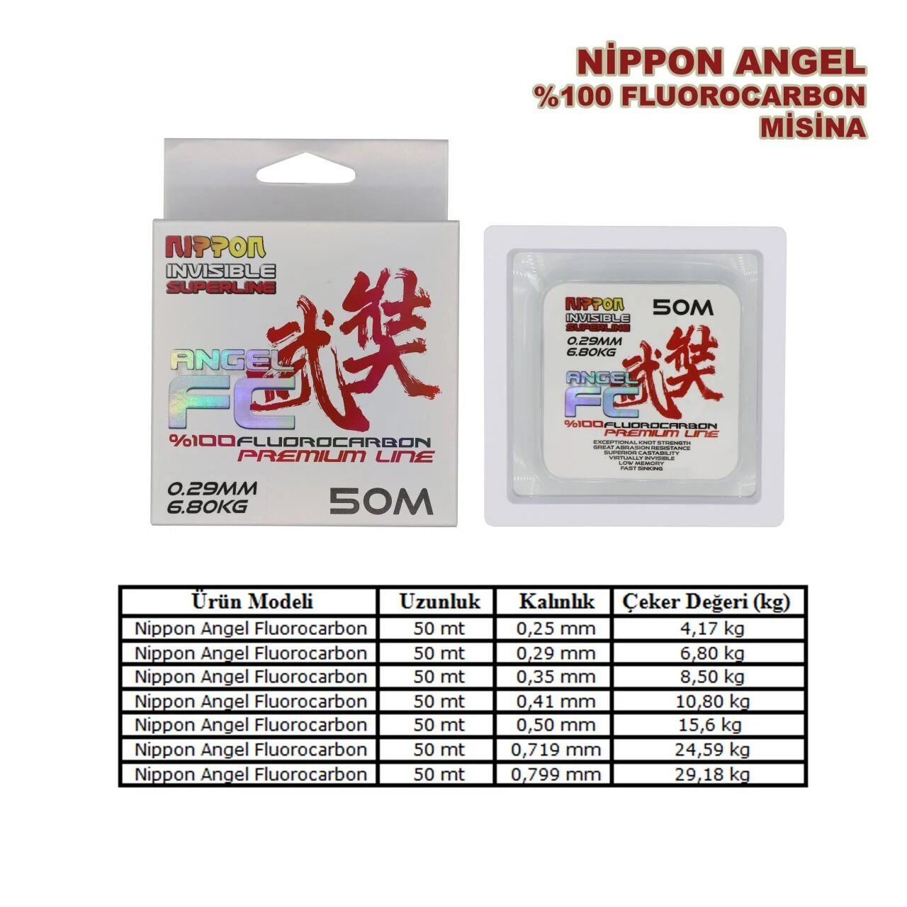 Nippon Angel FluoroCarbon Misina 50 mt 0.45 mm