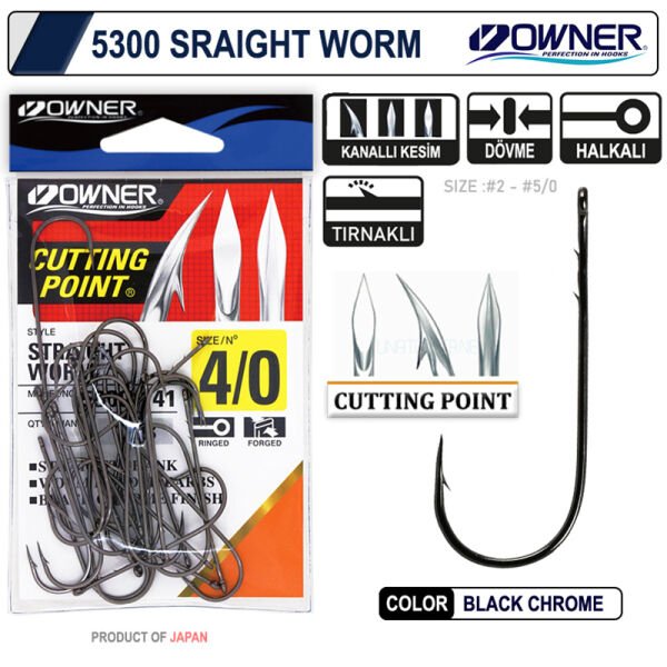 Owner 5300 Straight Shank Black Chrome İğne 5-0
