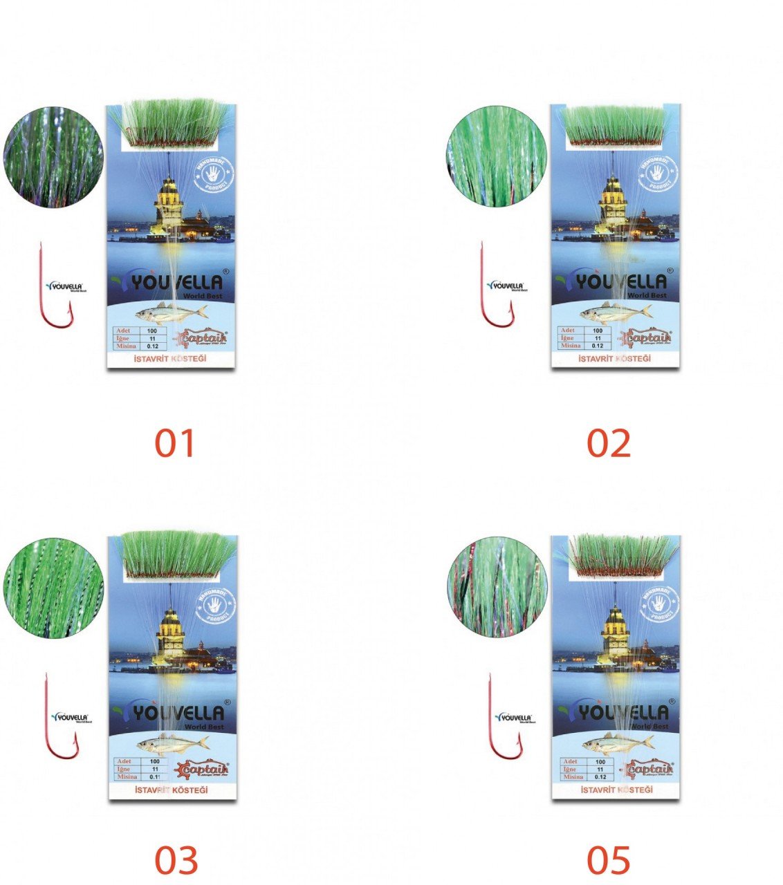 Youvella 7569 İstavrit Kösteği Kartonda 100 Kırmızı İğne 0.15mm Köstek