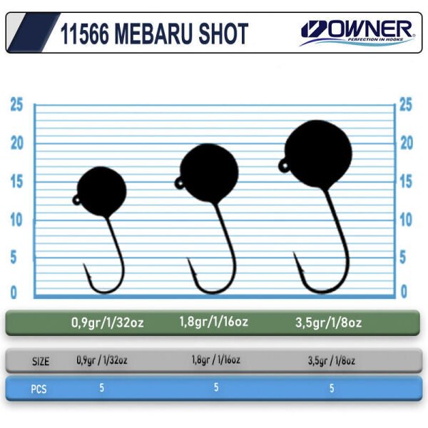 Owner 11566 Mebaru Shot Glow Lrf Jighead 1,8 gr