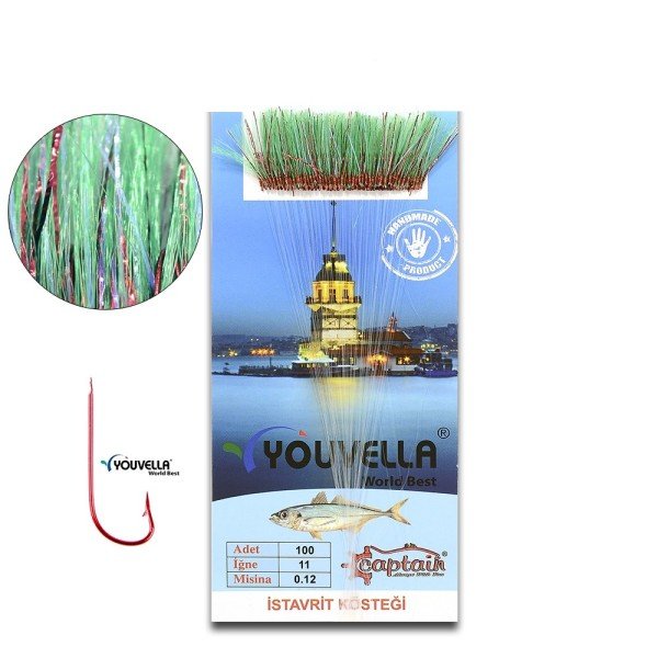 Youvella 7569 İstavrit Kösteği Kartonda 100 Kırmızı İğne 0.15mm Köstek 05