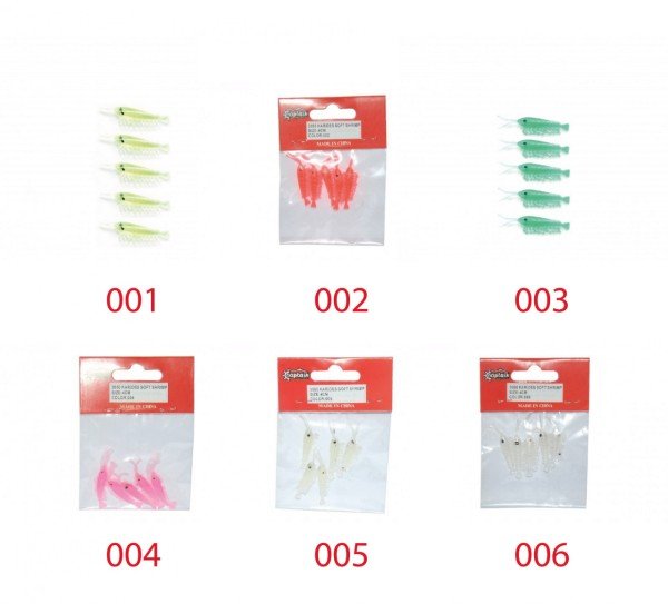 Captain 3050 Silikon Karides 4cm Suni Yem 5'li Paket 001