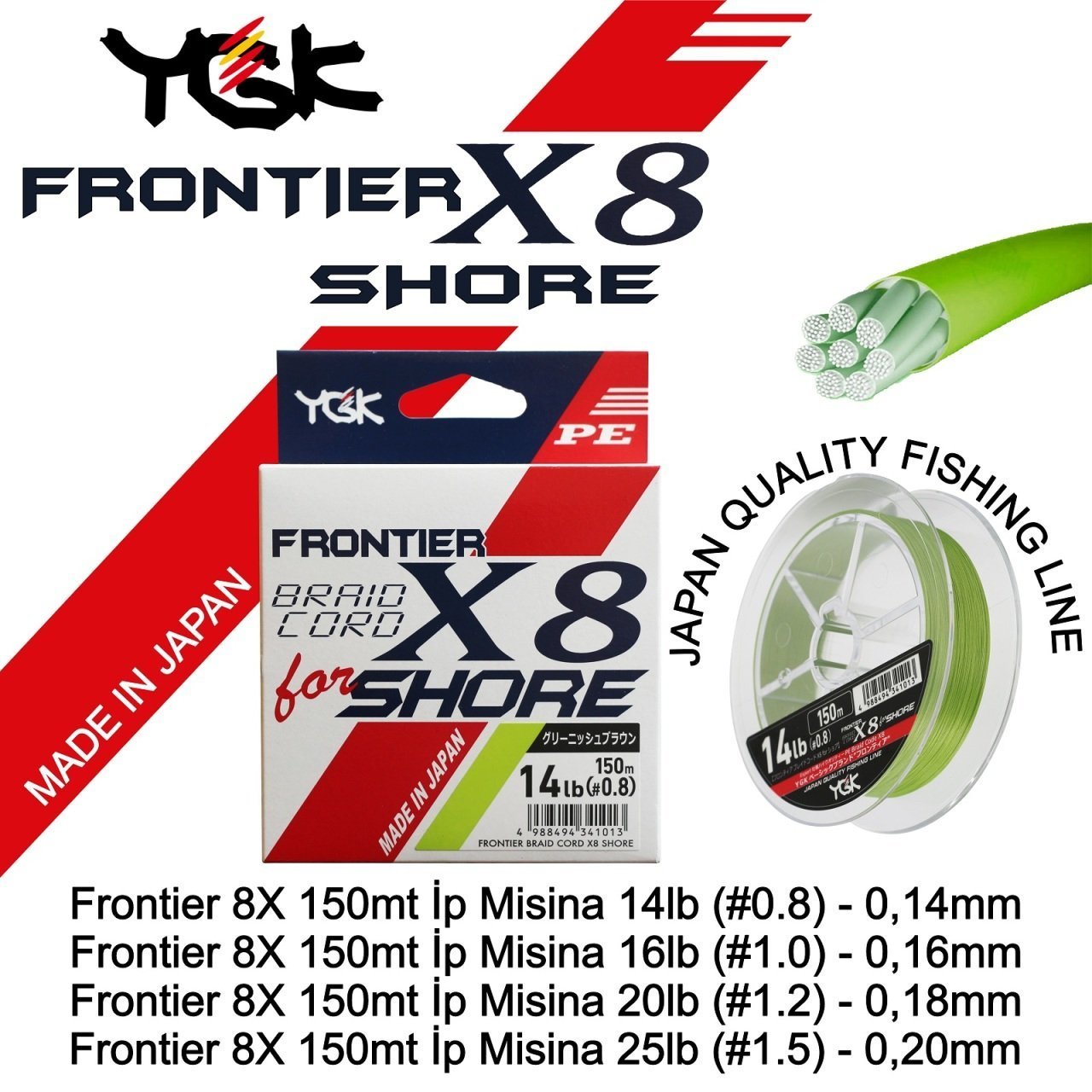 Frontier Braid Cord Shore X8 SC 150 Mt 0.18 Mm