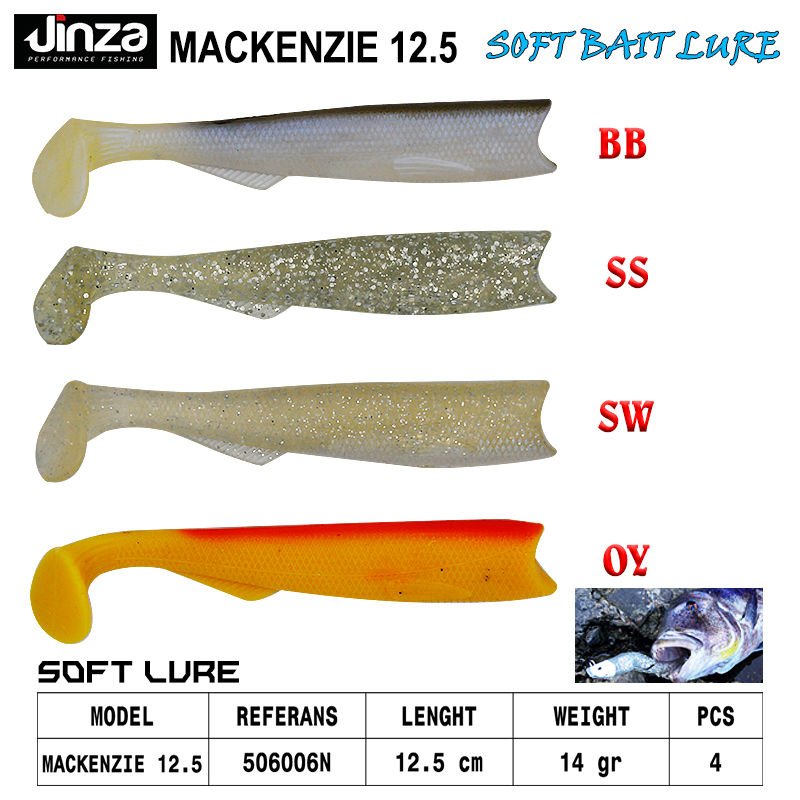 Jinza Hawk Mackenzie 125 mm 14 gr Silikon Balık 4 Adet SS