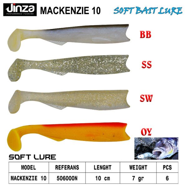 Jinza Hawk Mackenzie 100 mm 7 gr Silikon Balık 6 Adet BB