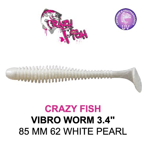 CRAZY FISH VIBRO WORM / 85 MM / COLOR:  62 WHITE PEARL