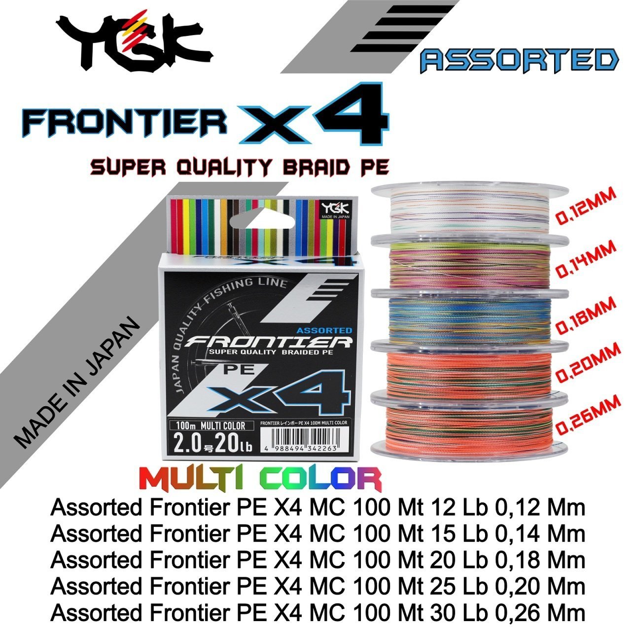 Assorted Frontier PE X4 MC 100 Mt 0,18 mm