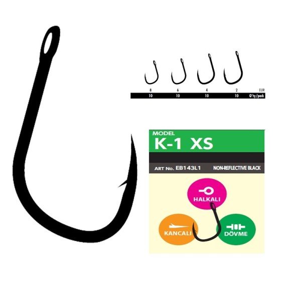Hayabusa K1 XS Sazan İğnesi Dövme Teflon Black 10'lu Paket 4