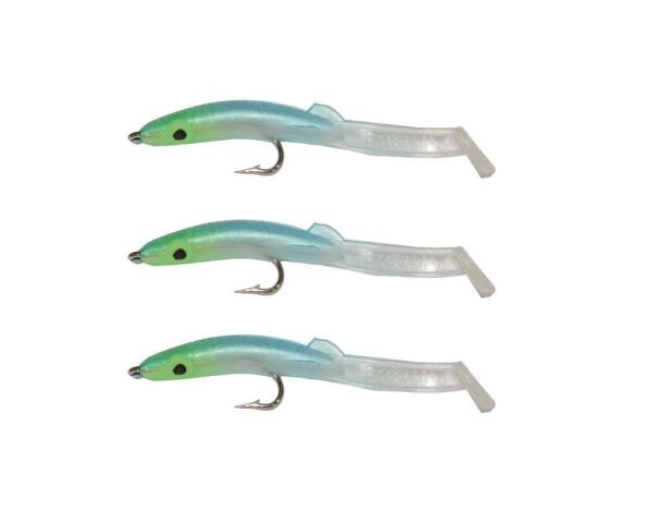 Captain 3526 Eel Fish 5cm Silikon Zargana Suni Yem 3lü Paket E23 BLUE