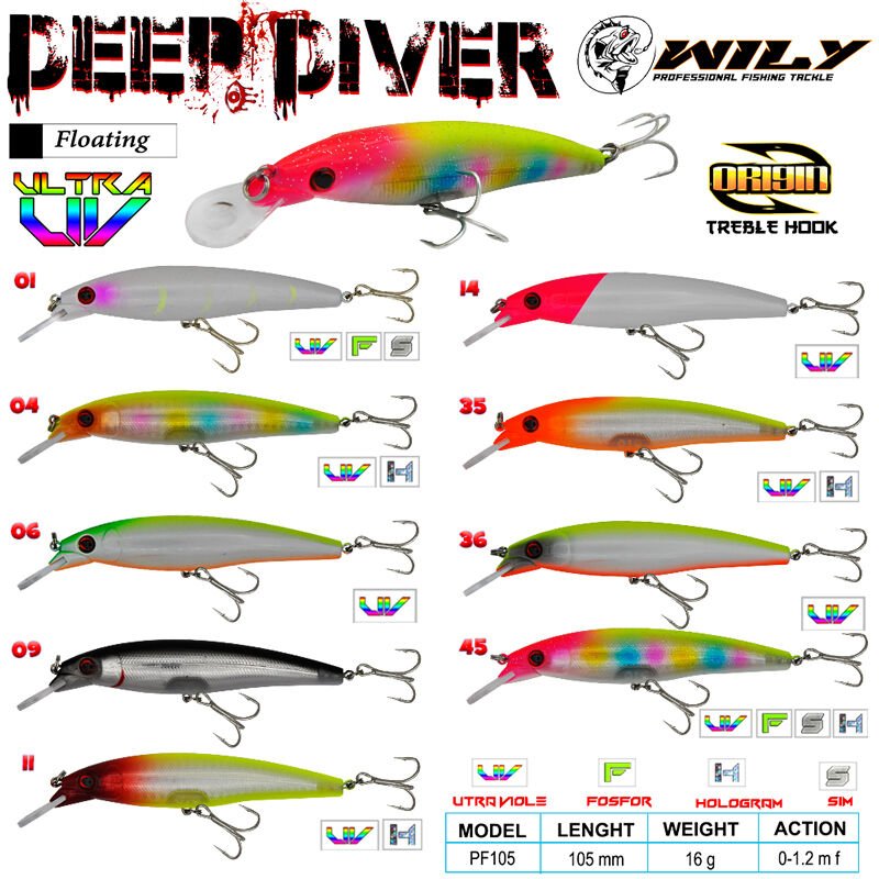 Wily Deep Diver 10.5 cm Maket Balık 16 gr (0-1.2M) 01