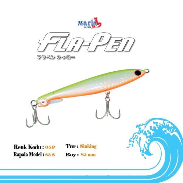 Maria Fla-Pen 85mm 15 gr Sinking Maket Balık 05P