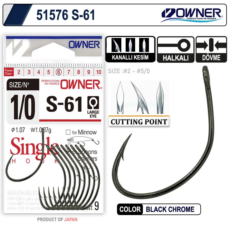 Owner 51576 S-61 Black Chrome İğne 1-0