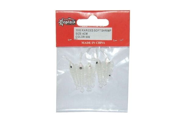 Captain 3050 Silikon Karides 4cm Suni Yem 5li Paket 006
