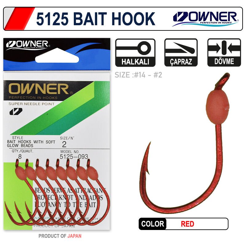 Owner 5125 Walleye Bait Hook Red İğne No 4