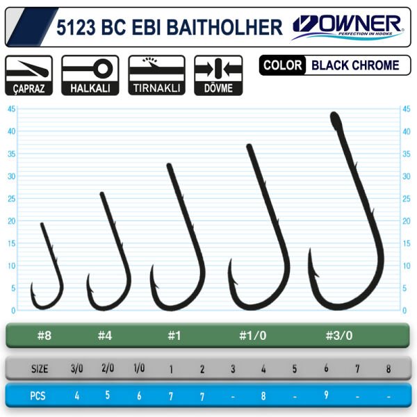 Owner 5123 Ebi Baitholder Black Chrome İğne 1