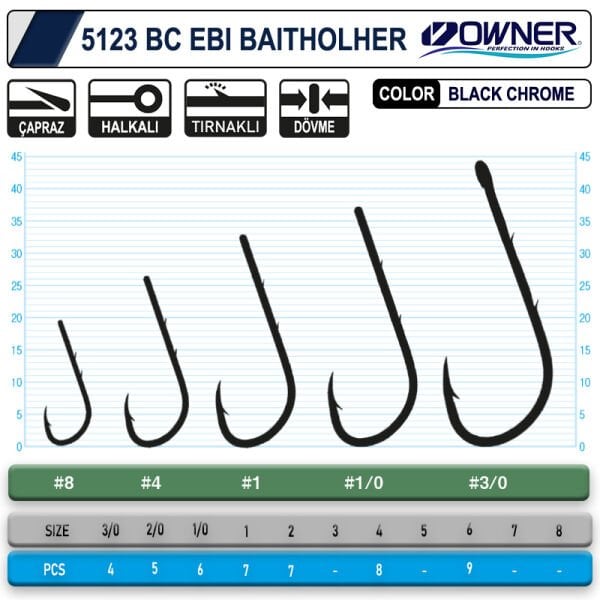 Owner 5123 Ebi Baitholder Black Chrome İğne 2