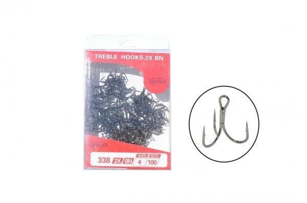 Captain 338 Üçlü İğne Sahte Balık İçin 100'lü Kutu Black Nikel