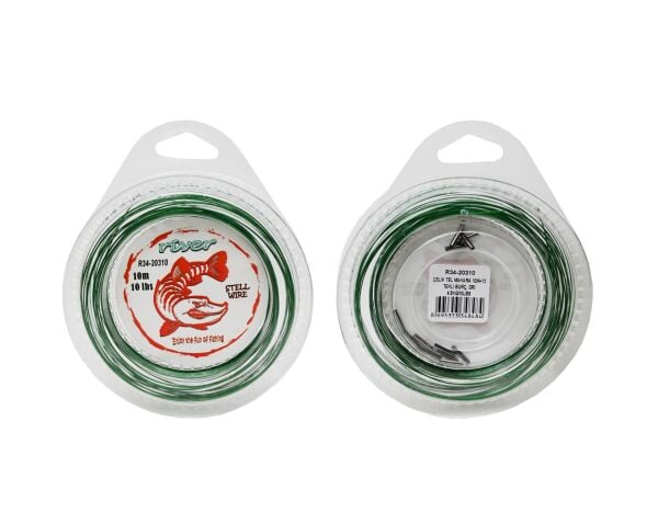 ÇELİK TEL MAKARA 10M+12 TEKLİ BURÇ YEŞİL 20 LBS