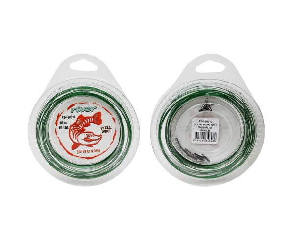 ÇELİK TEL MAKARA 10M+12 TEKLİ BURÇ YEŞİL 30 LBS