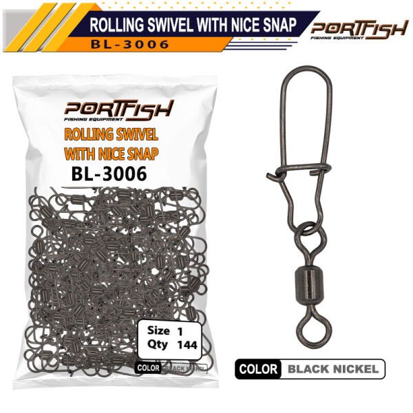 Portfish BL-3006 Bilyalı Kilitli Klips 144 Adetli 3-0