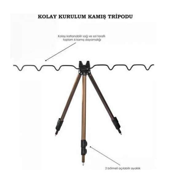 Captain 6803 Tripod Alüminyum Teleskobik 3lü Kamış Sehpası 120cm