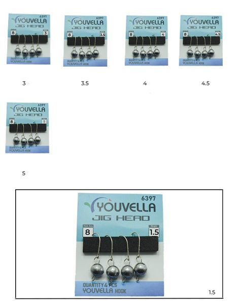 Youvella 6397 Mafsallı LRF Jig Head Silver Head 4'lü Paket 1.5 gr