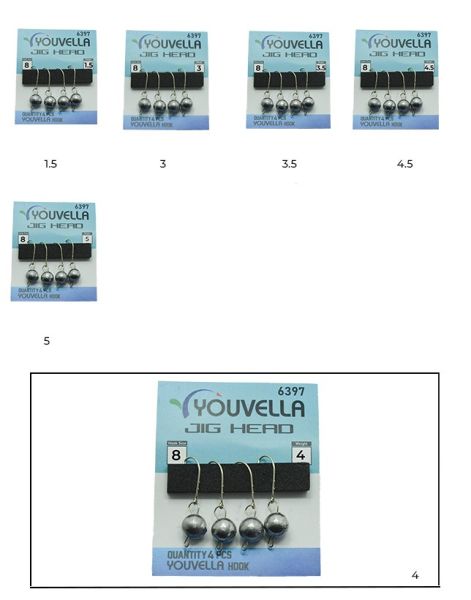 Youvella 6397 Mafsallı LRF Jig Head Silver Head 4'lü Paket 4 gr