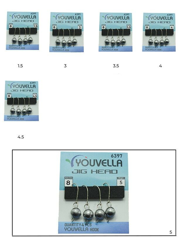 Youvella 6397 Mafsallı LRF Jig Head Silver Head 4'lü Paket 5 gr
