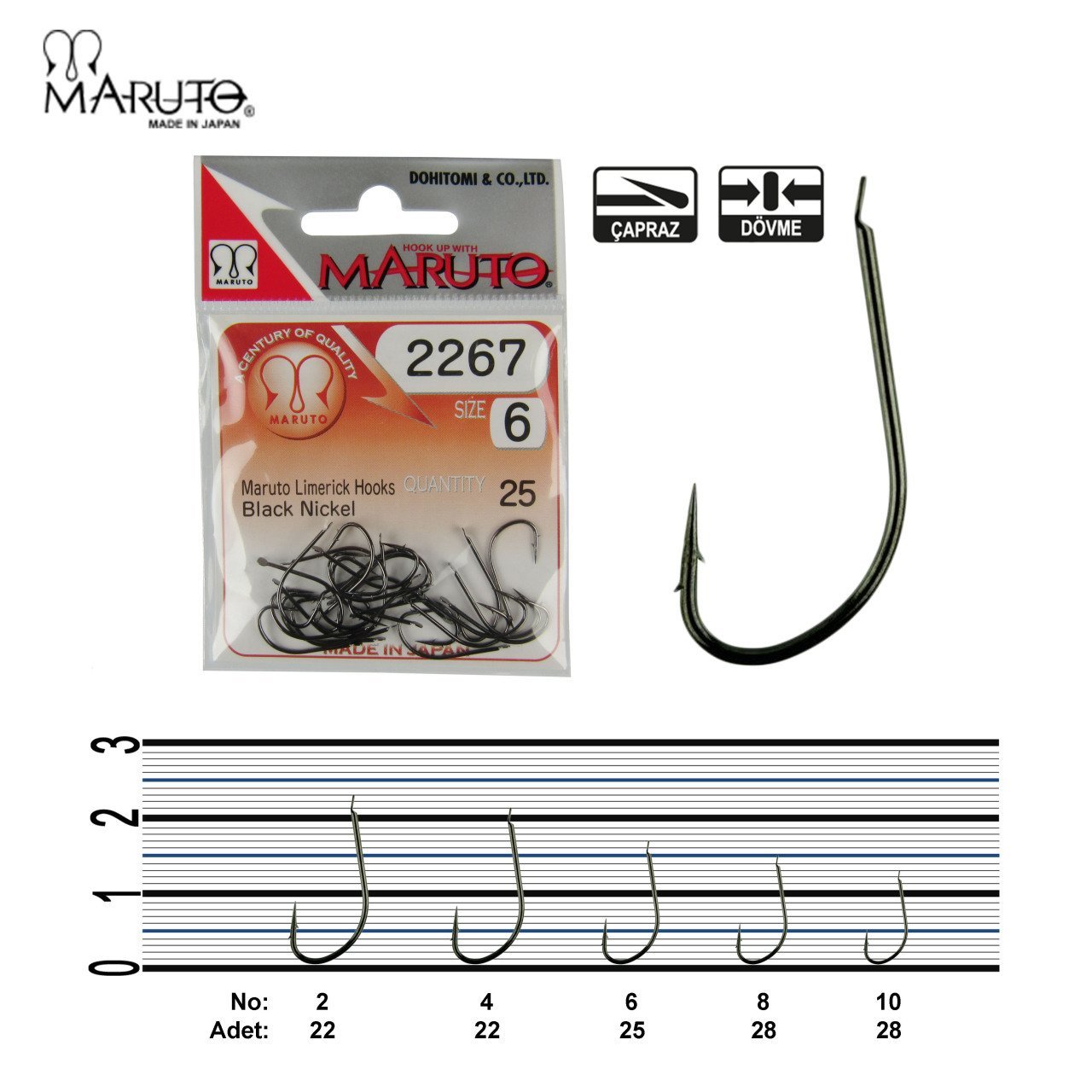 Maruto 2267 Black Nikel Olta İğnesi No:1 (21Pcs)