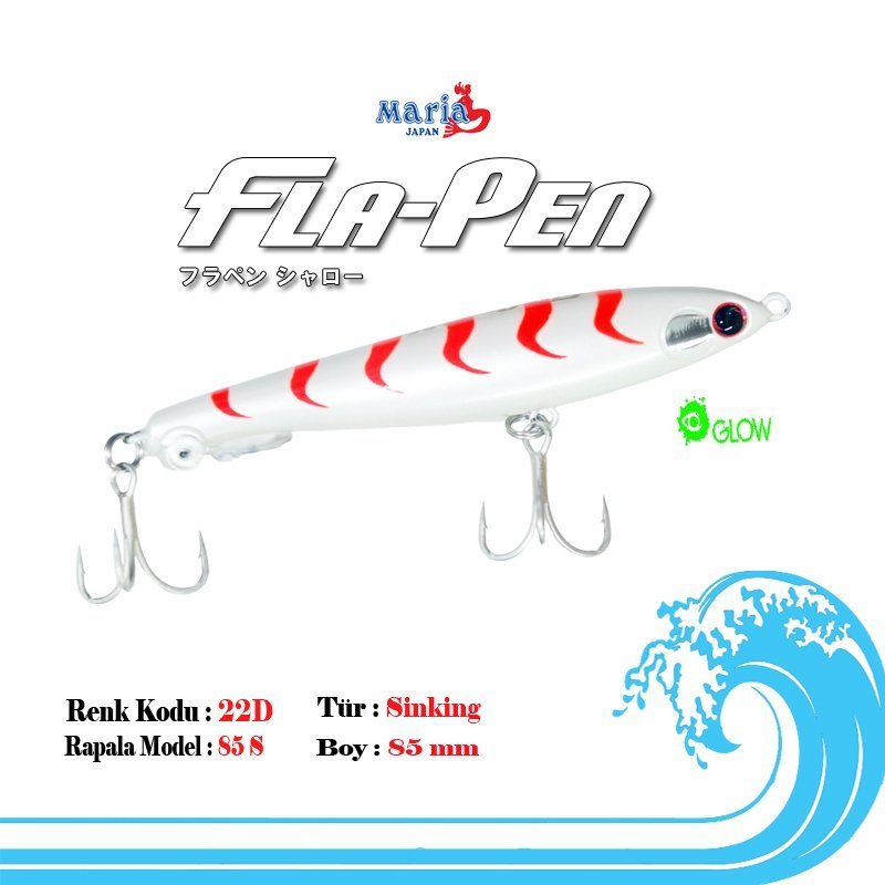 Maria Fla-Pen 85mm 15 gr Sinking Maket Balık 22D