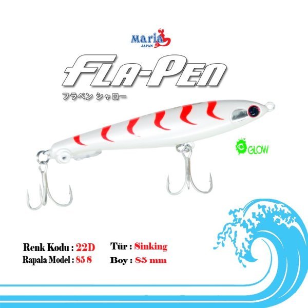 Maria Fla-Pen 85mm 15 gr Sinking Maket Balık 22D