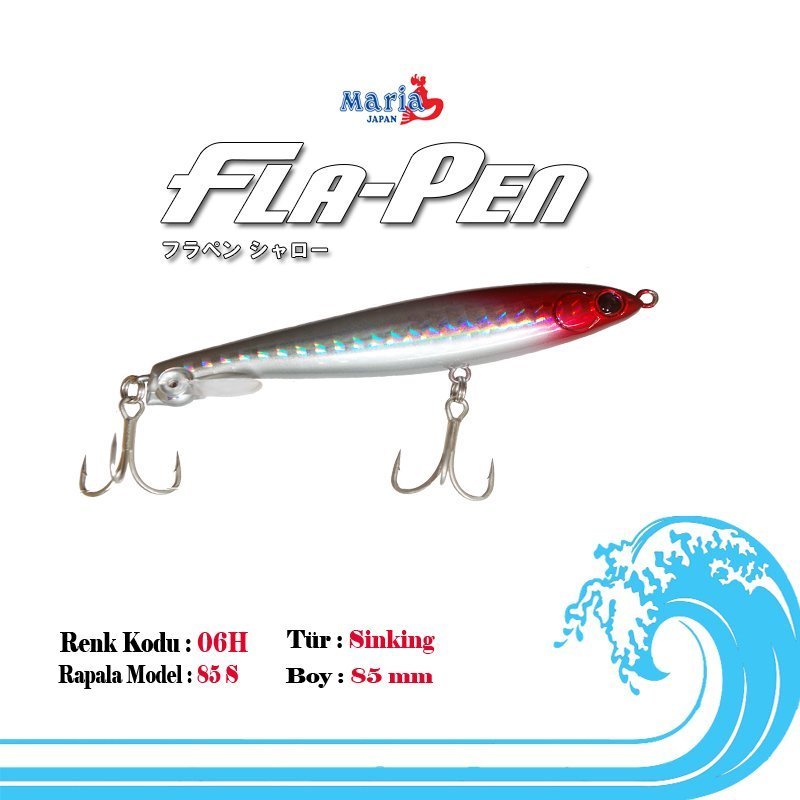 Maria Fla-Pen 85mm 15 gr Sinking Maket Balık 06H