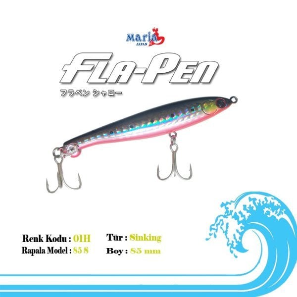 Maria Fla-Pen 85mm 15 gr Sinking Maket Balık 01H