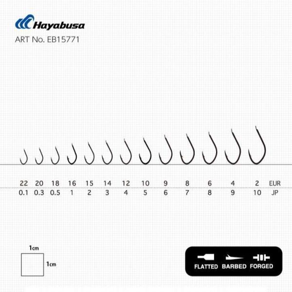Hayabusa HKAJ 157 Kısa Pala Dövme Olta İğnesi 15li Paket Black Nikel